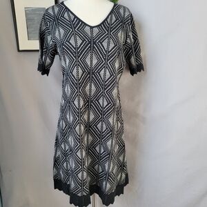 Gudrun Sjoden Klanning Deco Bamboo Cotton Knit Dress Black White M